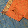 Sanskriti Vintage Soft Orange-Blue Art Silk Saree Kanchipuram Zari Handwoven 5.5