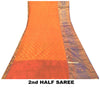 Sanskriti Vintage Soft Orange-Blue Art Silk Saree Kanchipuram Zari Handwoven 5.5
