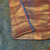 Sanskriti Vintage Soft Orange-Blue Art Silk Saree Kanchipuram Zari Handwoven 5.5