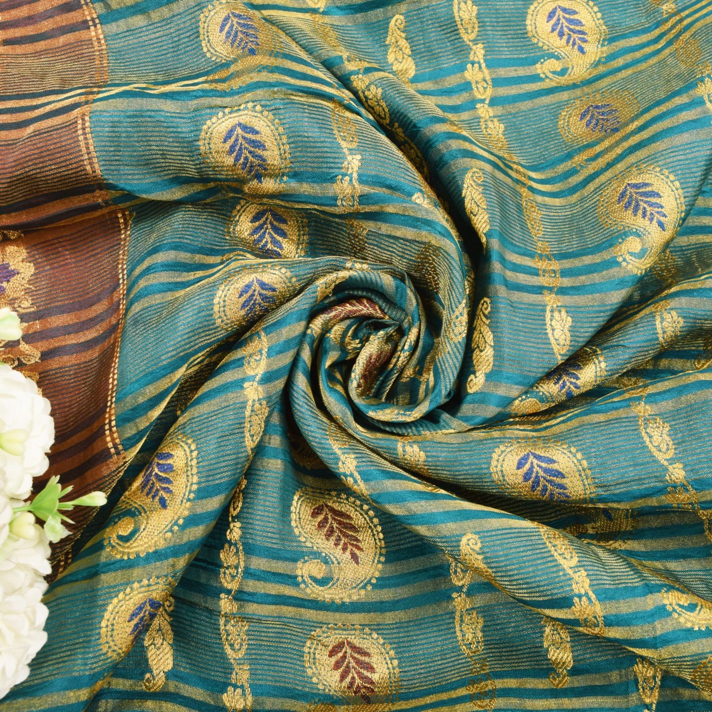 Sanskriti Vintage Green Pure Silk Saree Peacock KanjivaramWoven Sari 5.5YD Craft