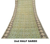 Sanskriti Vintage Soft Saree Green Pure Crepe Elephant Patola Print Sari 5.5Yd
