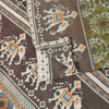 Sanskriti Vintage Soft Saree Green Pure Crepe Elephant Patola Print Sari 5.5Yd