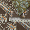 Sanskriti Vintage Soft Saree Green Pure Crepe Elephant Patola Print Sari 5.5Yd