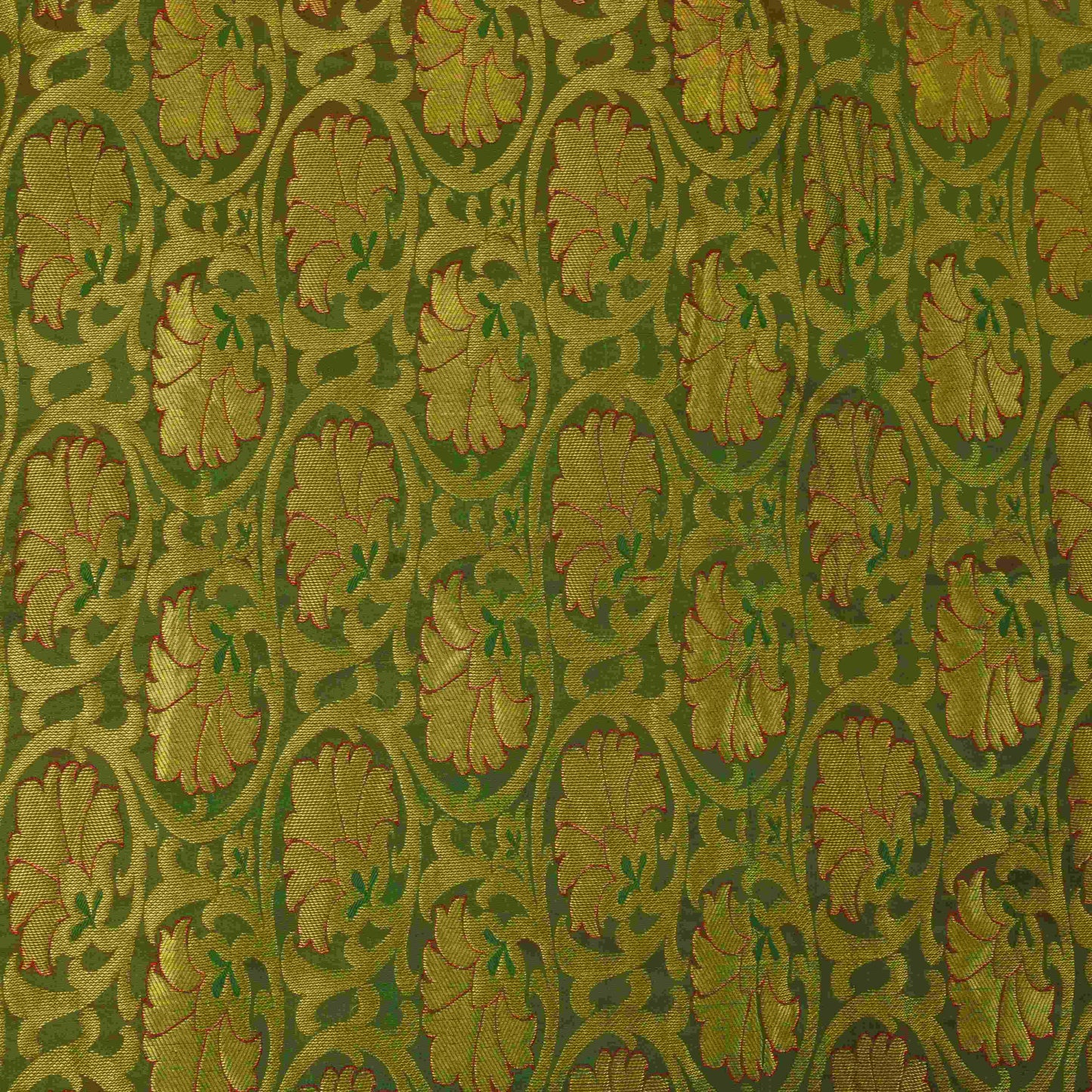 Sanskriti Vintage Red-Green Art Silk Saree Golden Woven Sari 5.5 Craft Fabric