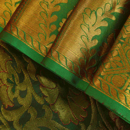 Sanskriti Vintage Red-Green Art Silk Saree Golden Woven Sari 5.5 Craft Fabric