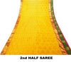 Sanskriti Vintage Yellow-Pink Art Silk Saree Brocade Zari Woven Sari 6YD Craft