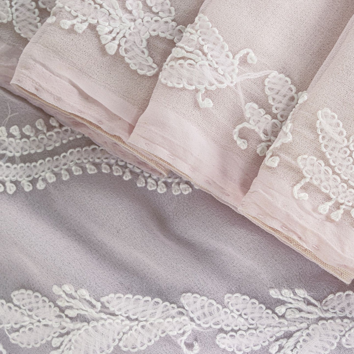 Sanskriti Vintage Pink Georgette Saree Handembroidery Chikankari Lucknow Sari 5Y