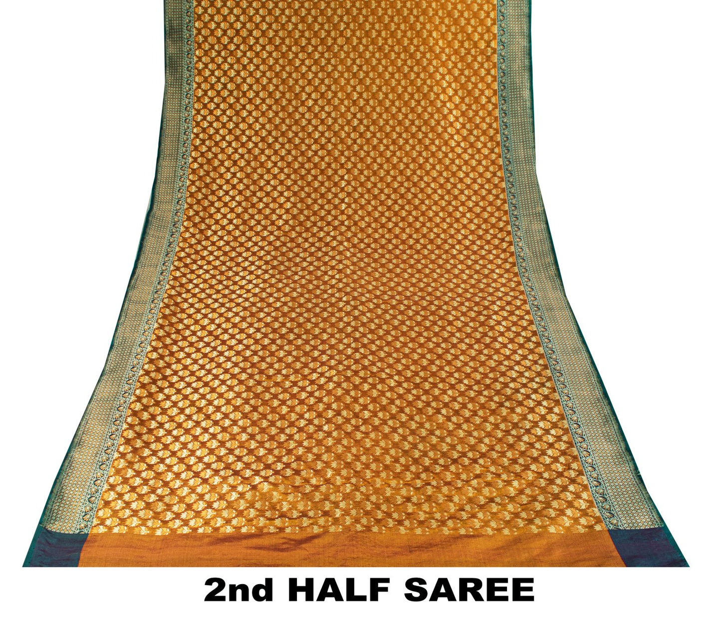 Sanskriti Vintage Mustard Pure Silk Saree Hand Woven Floral Sari 5.5 Yd Craft