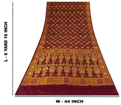 Sanskriti Vintage Saree Red Pure Silk Jamdani Hand Woven Zari Sari 6+YD Fabric