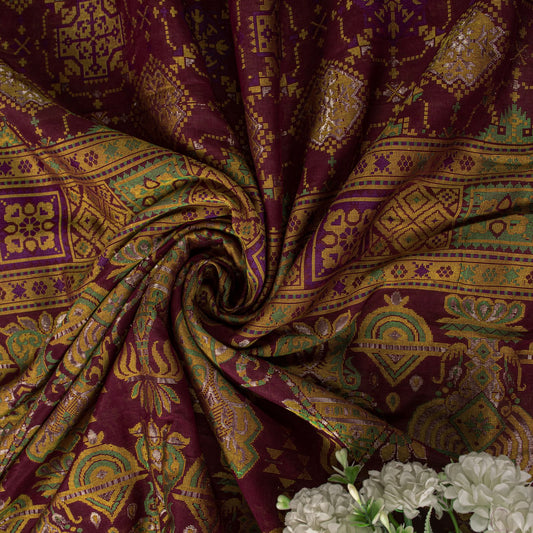 Sanskriti Vintage Saree Red Pure Silk Jamdani Hand Woven Zari Sari 6+YD Fabric
