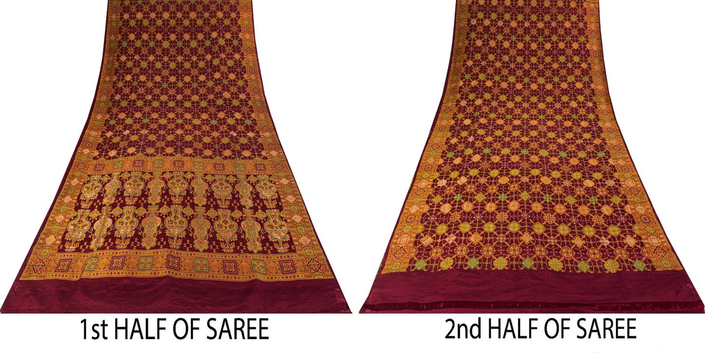 Sanskriti Vintage Saree Red Pure Silk Jamdani Hand Woven Zari Sari 6+YD Fabric
