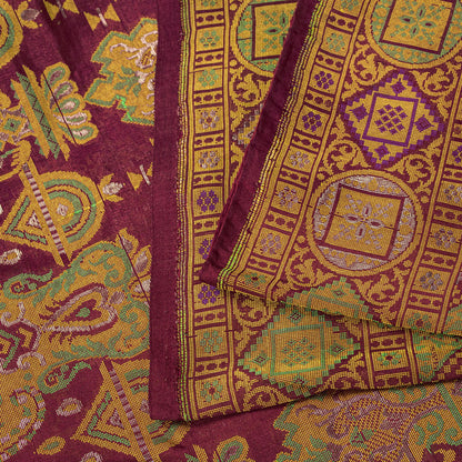 Sanskriti Vintage Saree Red Pure Silk Jamdani Hand Woven Zari Sari 6+YD Fabric