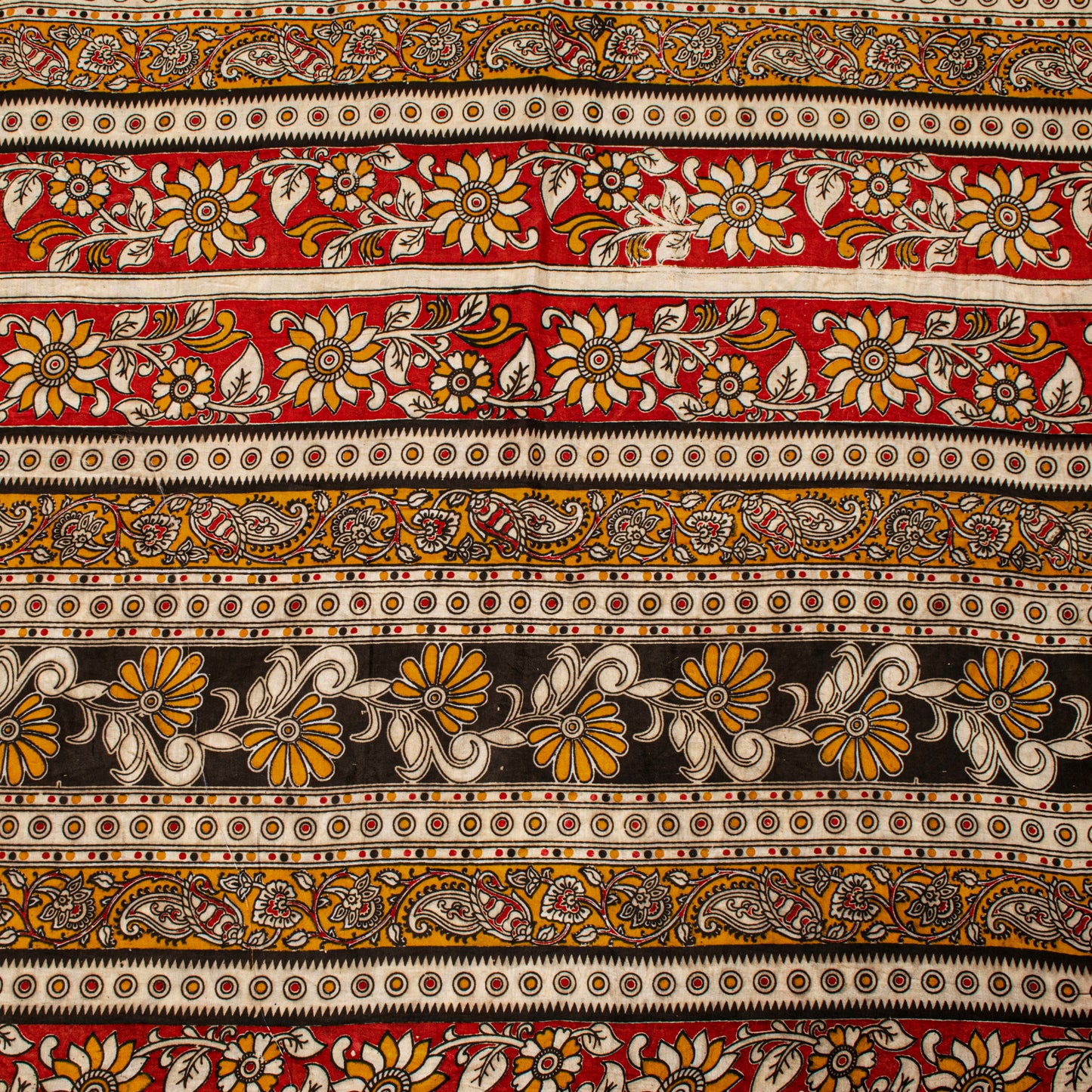 Sanskriti Vintage Saree White Cotton Silk Handmade Kalamkari Sari 6 Blouse PC