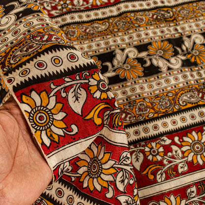 Sanskriti Vintage Saree White Cotton Silk Handmade Kalamkari Sari 6 Blouse PC