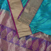 Sanskriti Vintage Saree Blue Pure Silk Brocade Zari Hand Woven Sari 5.5 Yd Craft