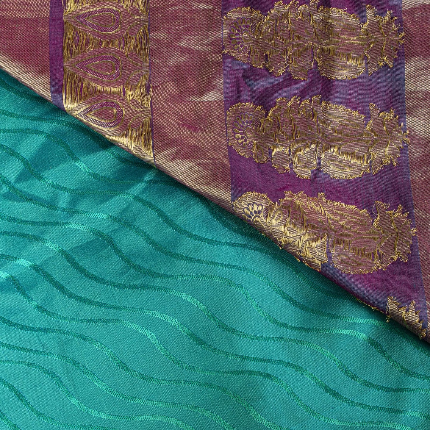 Sanskriti Vintage Saree Blue Pure Silk Brocade Zari Hand Woven Sari 5.5 Yd Craft