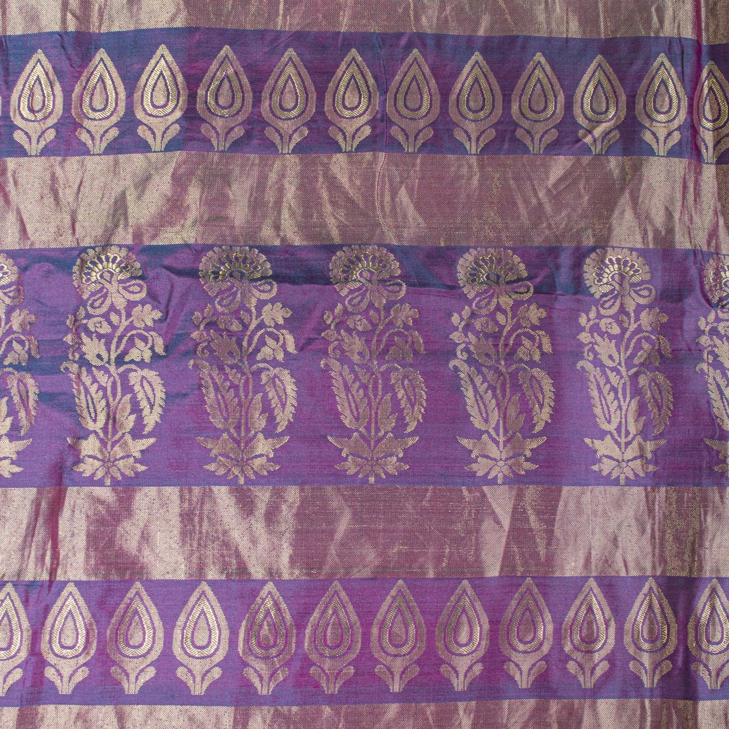 Sanskriti Vintage Saree Blue Pure Silk Brocade Zari Hand Woven Sari 5.5 Yd Craft