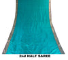 Sanskriti Vintage Saree Blue Pure Silk Brocade Zari Hand Woven Sari 5.5 Yd Craft