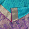 Sanskriti Vintage Saree Blue Pure Silk Brocade Zari Hand Woven Sari 5.5 Yd Craft