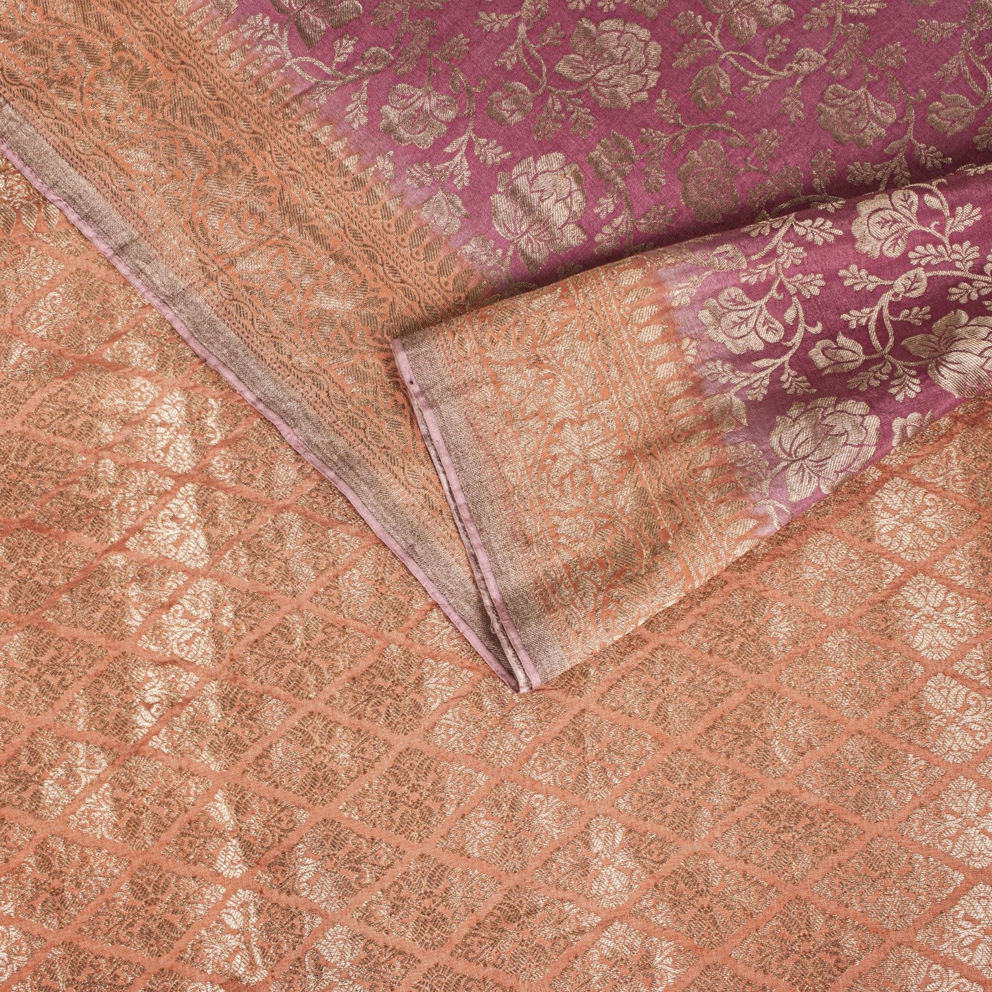 Sanskriti Vintage Saree Pink Soft Pure Silk Brocade Zari Hand Woven Sari 5.5 YD