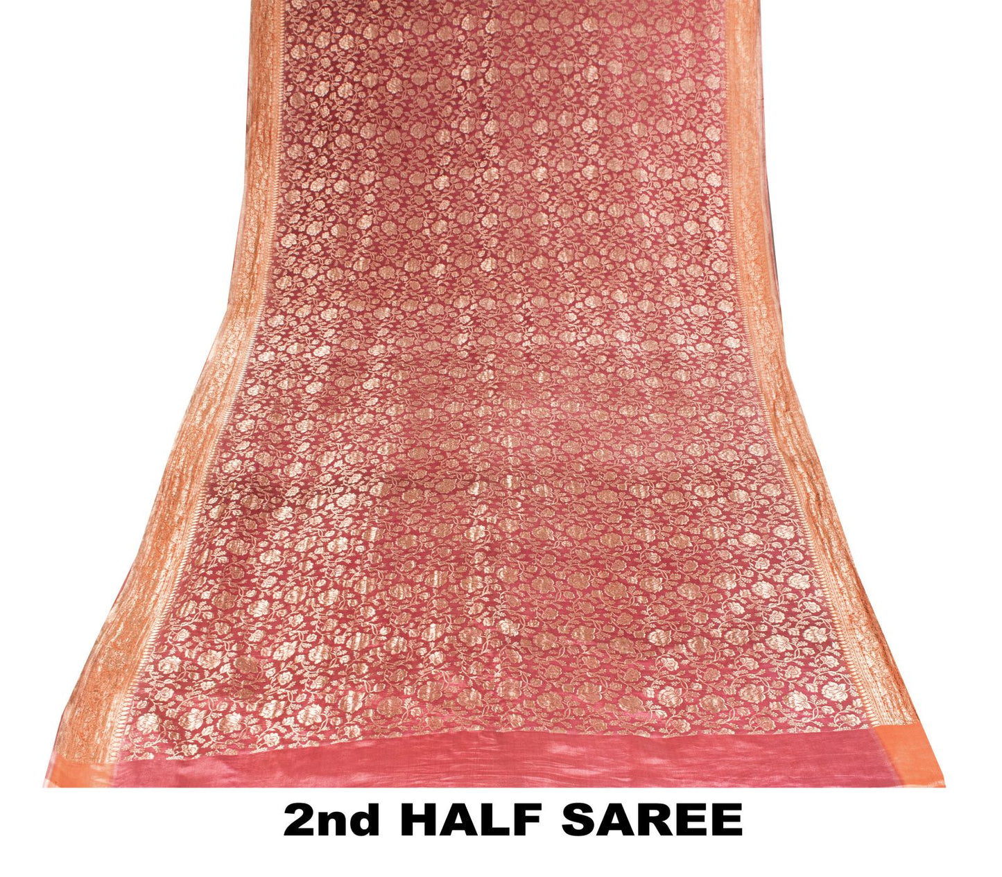 Sanskriti Vintage Saree Pink Soft Pure Silk Brocade Zari Hand Woven Sari 5.5 YD