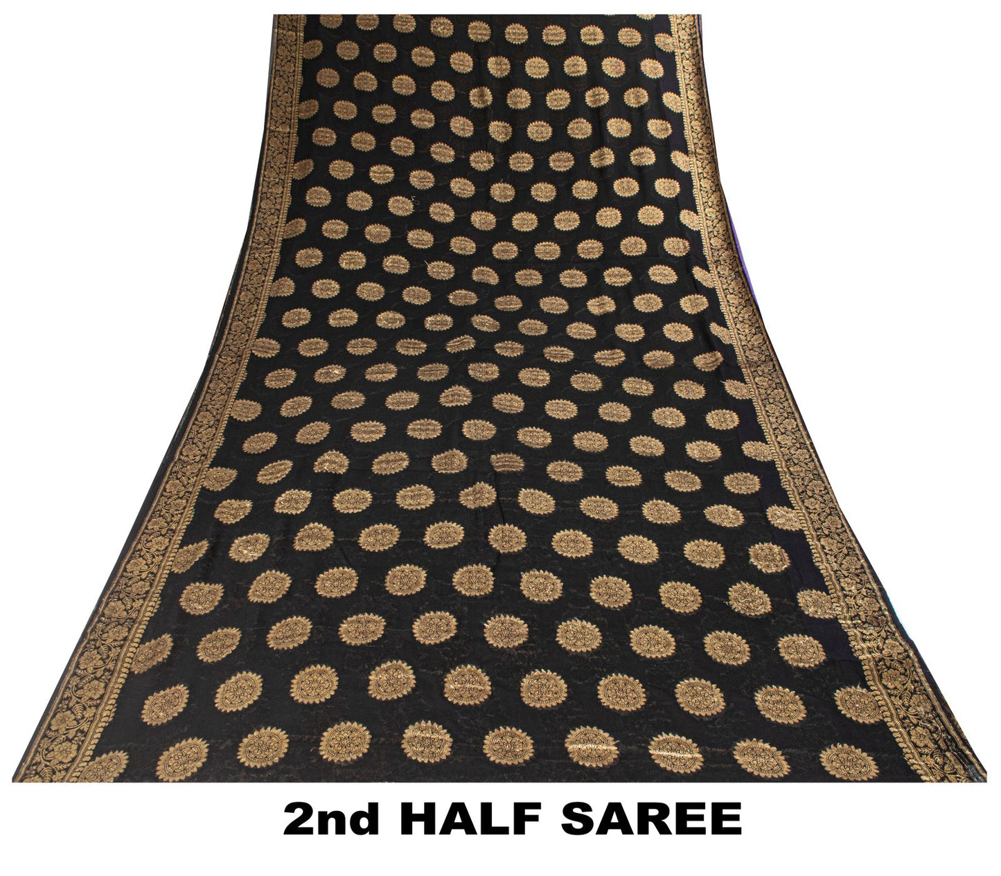Sanskriti Vintage Saree Black Khaddi Pure Georgette Banarasi Brocade Sari 5+YD