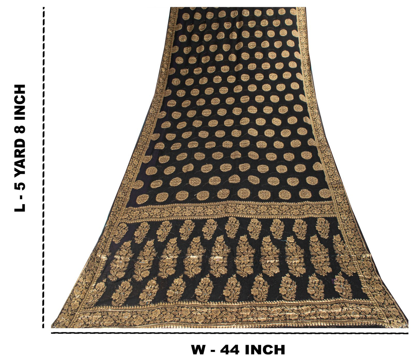 Sanskriti Vintage Saree Black Khaddi Pure Georgette Banarasi Brocade Sari 5+YD