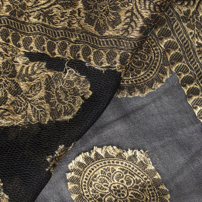 Sanskriti Vintage Saree Black Khaddi Pure Georgette Banarasi Brocade Sari 5+YD