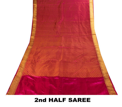 Sanskriti Vintage Pink Pure Silk Saree Woven Work 5+Yards Sari