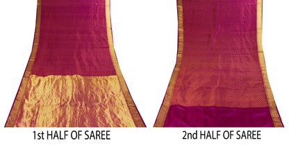 Sanskriti Vintage Pink Pure Silk Saree Woven Work 5+Yards Sari