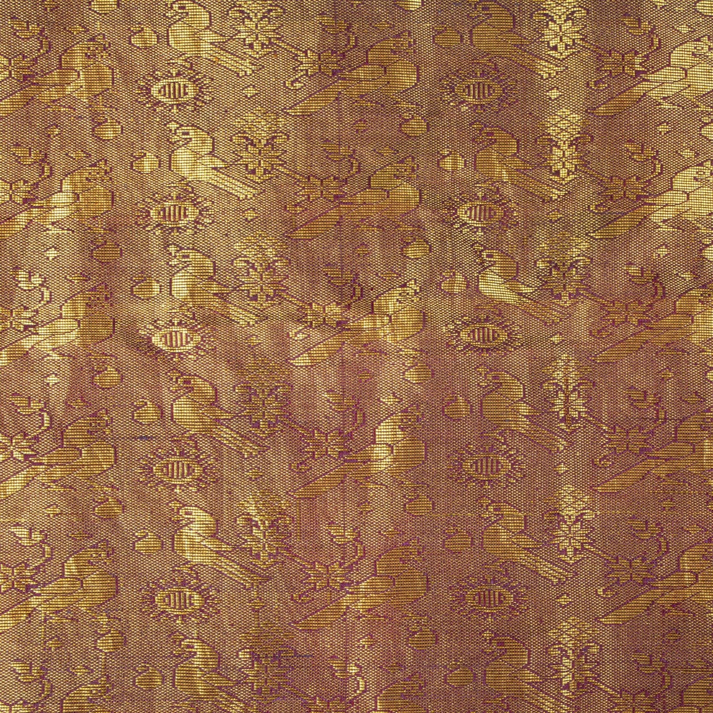 Sanskriti Vintage Saree Wine 100% Pure Silk Peacock Brocade Handwoven Sari 5.5YD