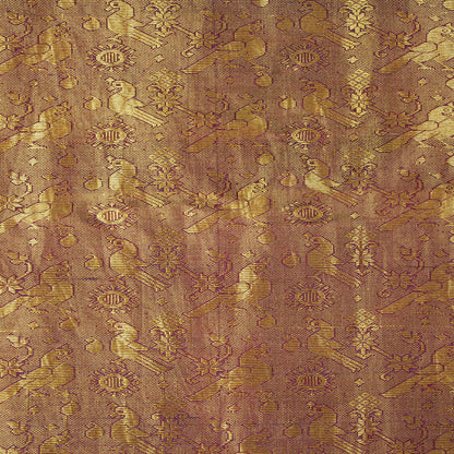 Sanskriti Vintage Saree Wine 100% Pure Silk Peacock Brocade Handwoven Sari 5.5YD