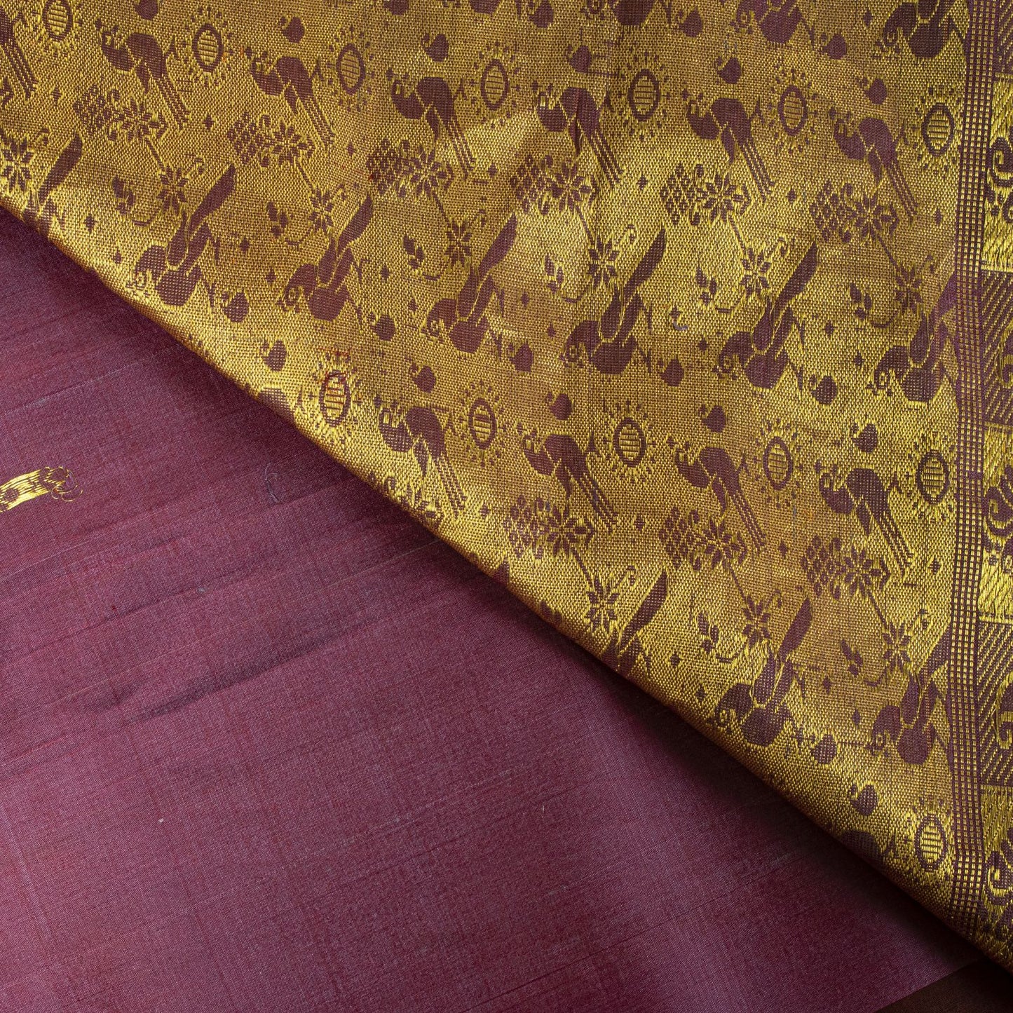Sanskriti Vintage Saree Wine 100% Pure Silk Peacock Brocade Handwoven Sari 5.5YD