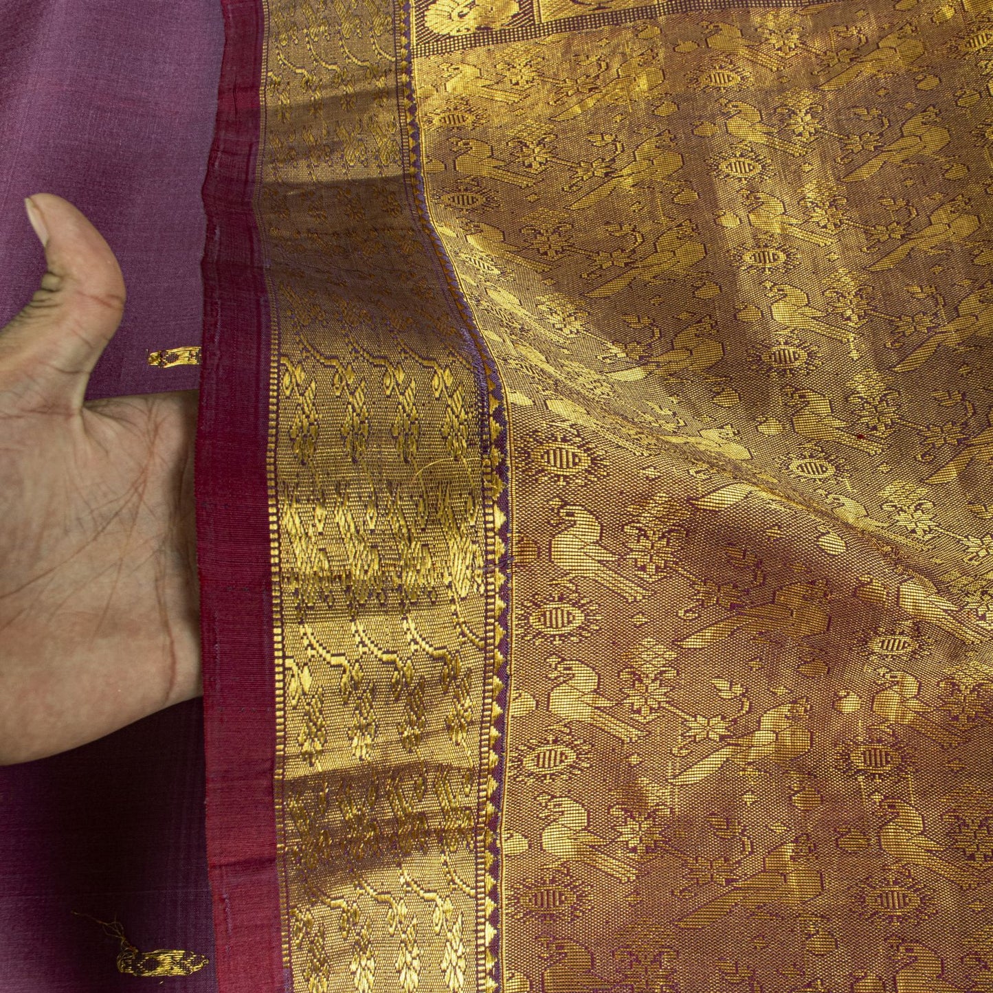 Sanskriti Vintage Saree Wine 100% Pure Silk Peacock Brocade Handwoven Sari 5.5YD