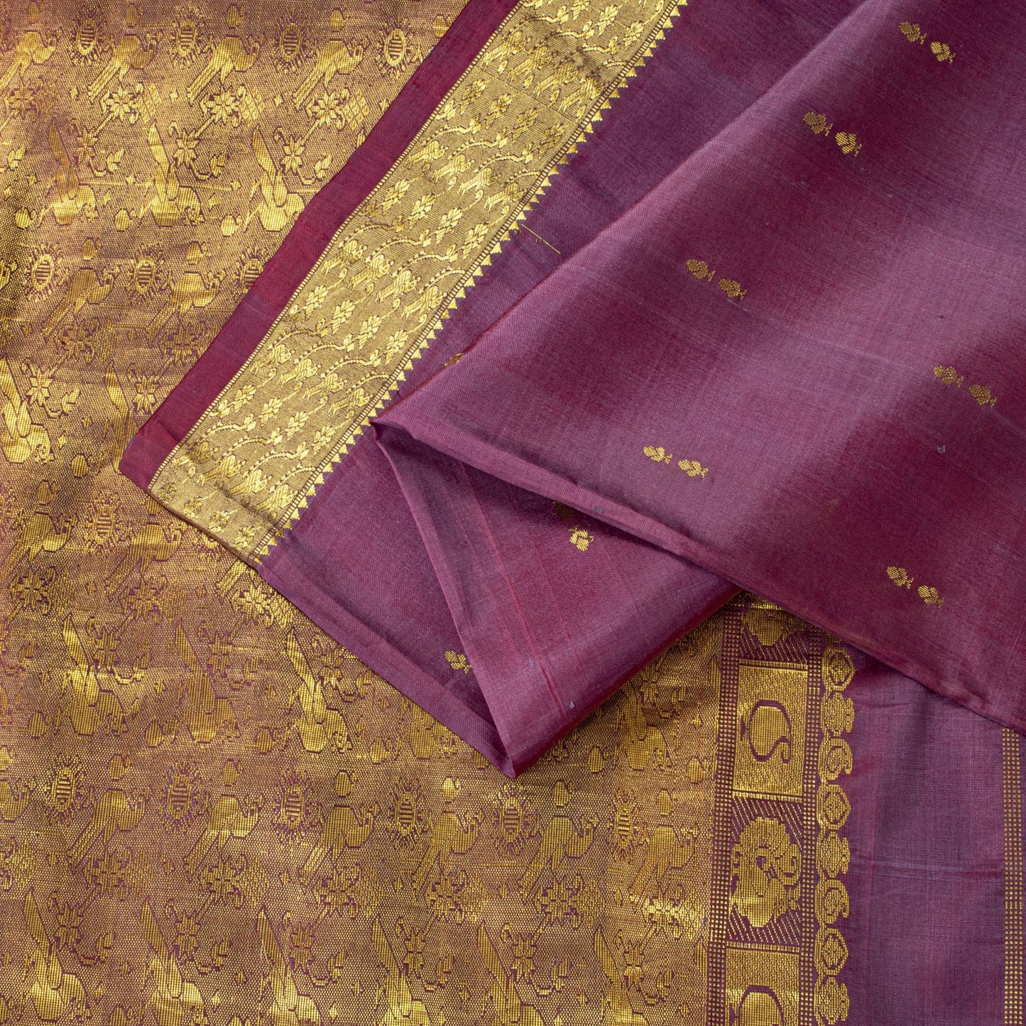 Sanskriti Vintage Saree Wine 100% Pure Silk Peacock Brocade Handwoven Sari 5.5YD