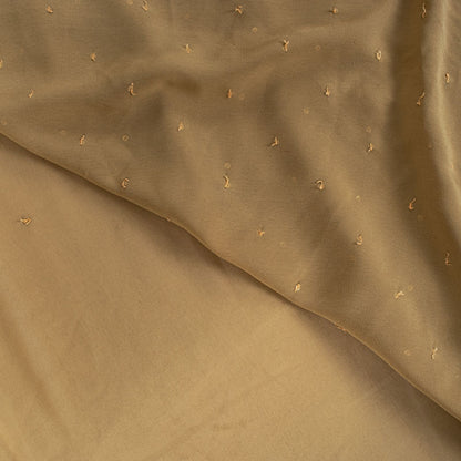 Sanskriti Vintage Saree Beige Georgette Hand Embroidery Zari Zardozi Sari 5.5 YD