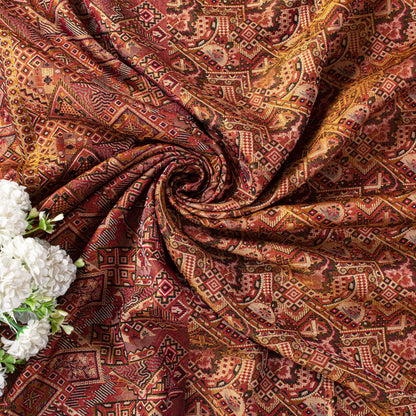 Sanskriti Vintage Brown Pure Silk Saree Hand Woven Banaasi Jamawar Tanchoi Sari