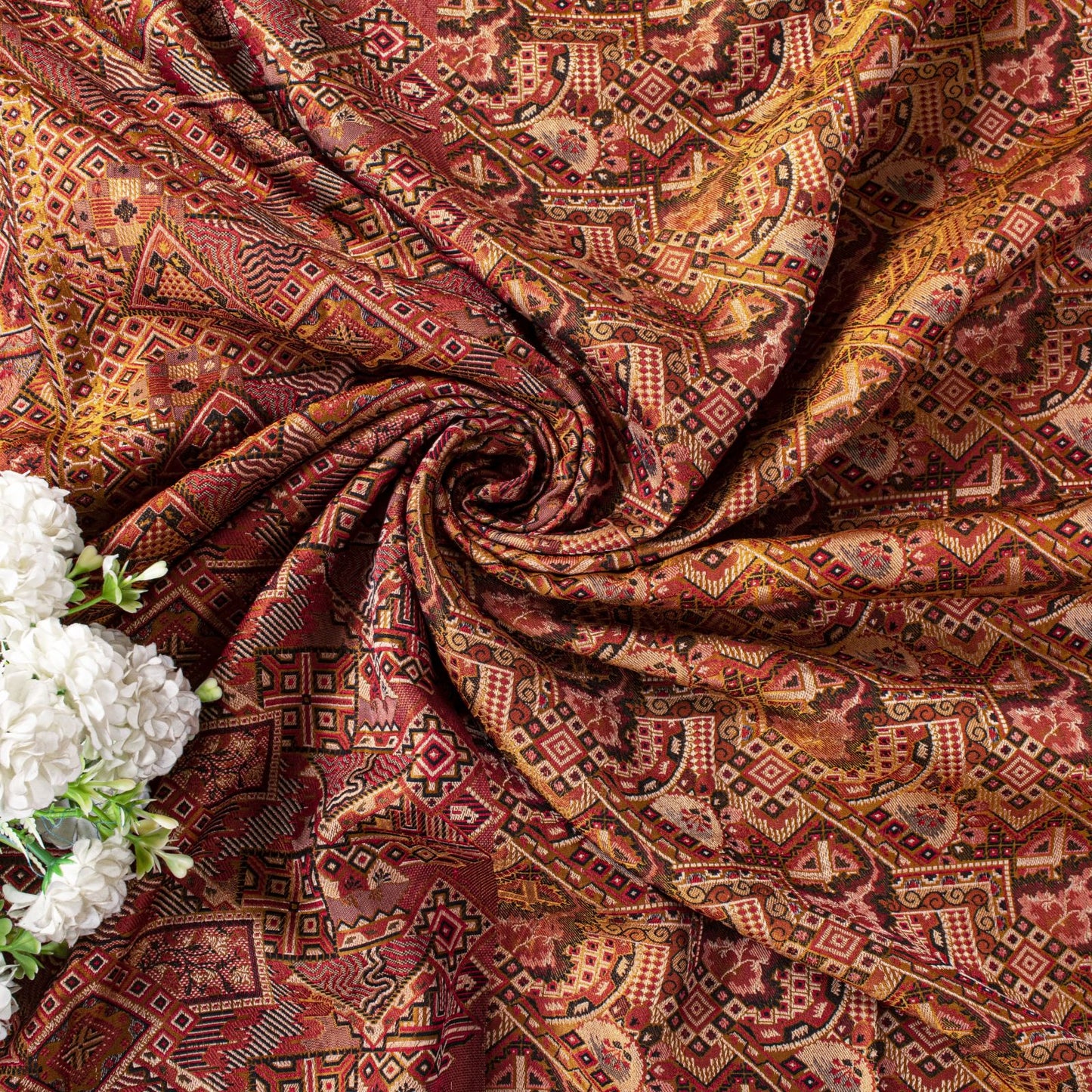 Sanskriti Vintage Brown Pure Silk Saree Hand Woven Banaasi Jamawar Tanchoi Sari