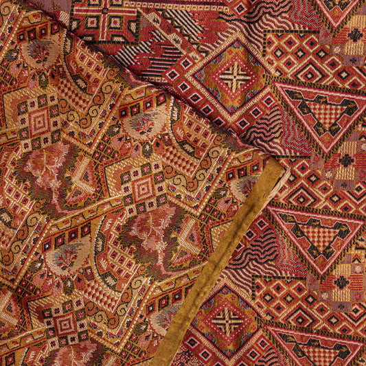 Sanskriti Vintage Brown Pure Silk Saree Hand Woven Banaasi Jamawar Tanchoi Sari