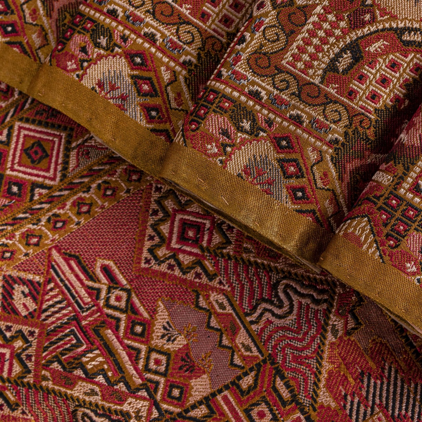 Sanskriti Vintage Brown Pure Silk Saree Hand Woven Banaasi Jamawar Tanchoi Sari