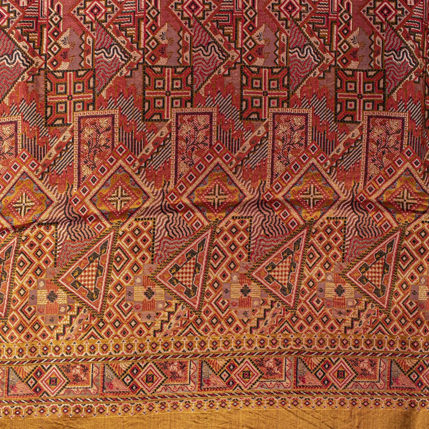 Sanskriti Vintage Brown Pure Silk Saree Hand Woven Banaasi Jamawar Tanchoi Sari