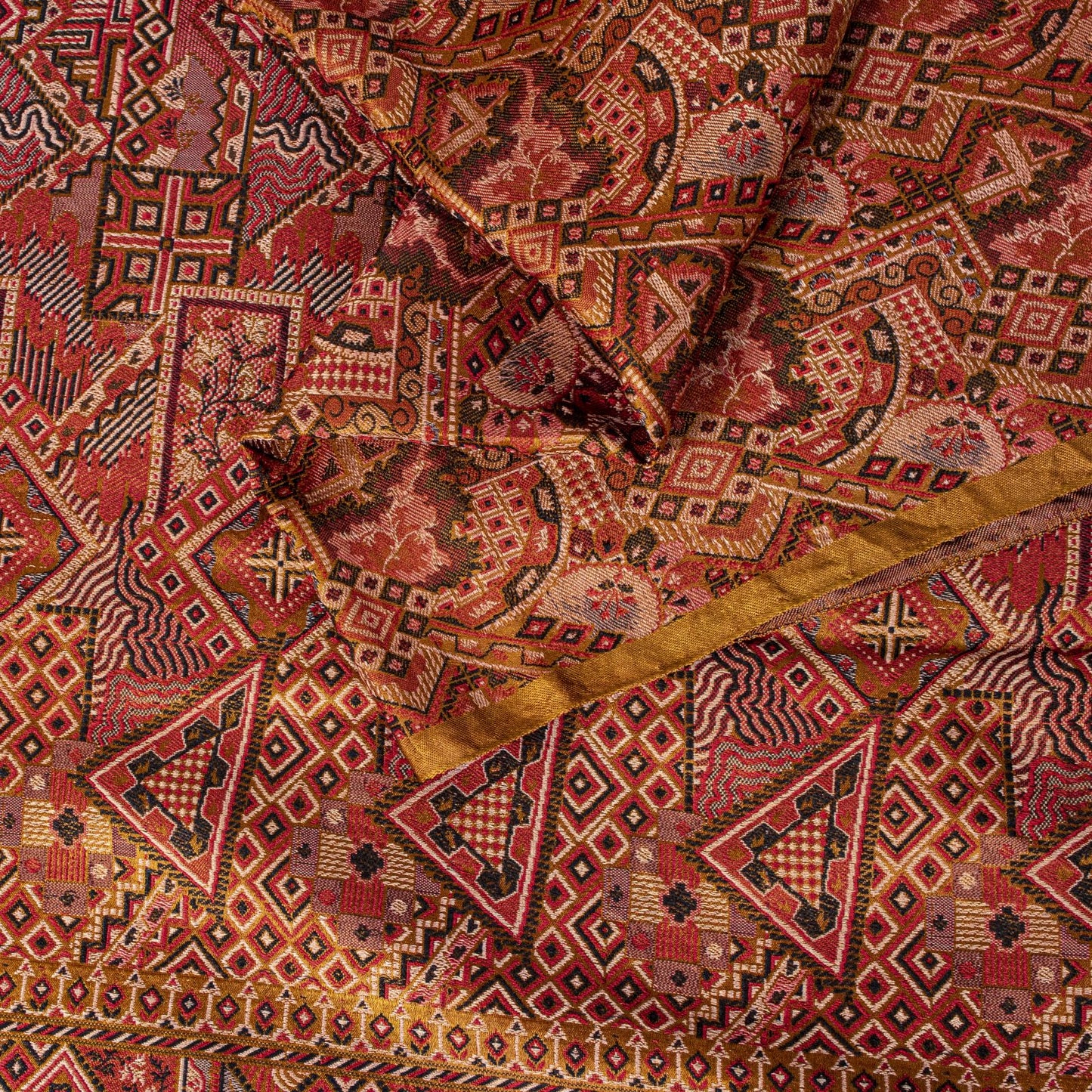 Sanskriti Vintage Brown Pure Silk Saree Hand Woven Banaasi Jamawar Tanchoi Sari