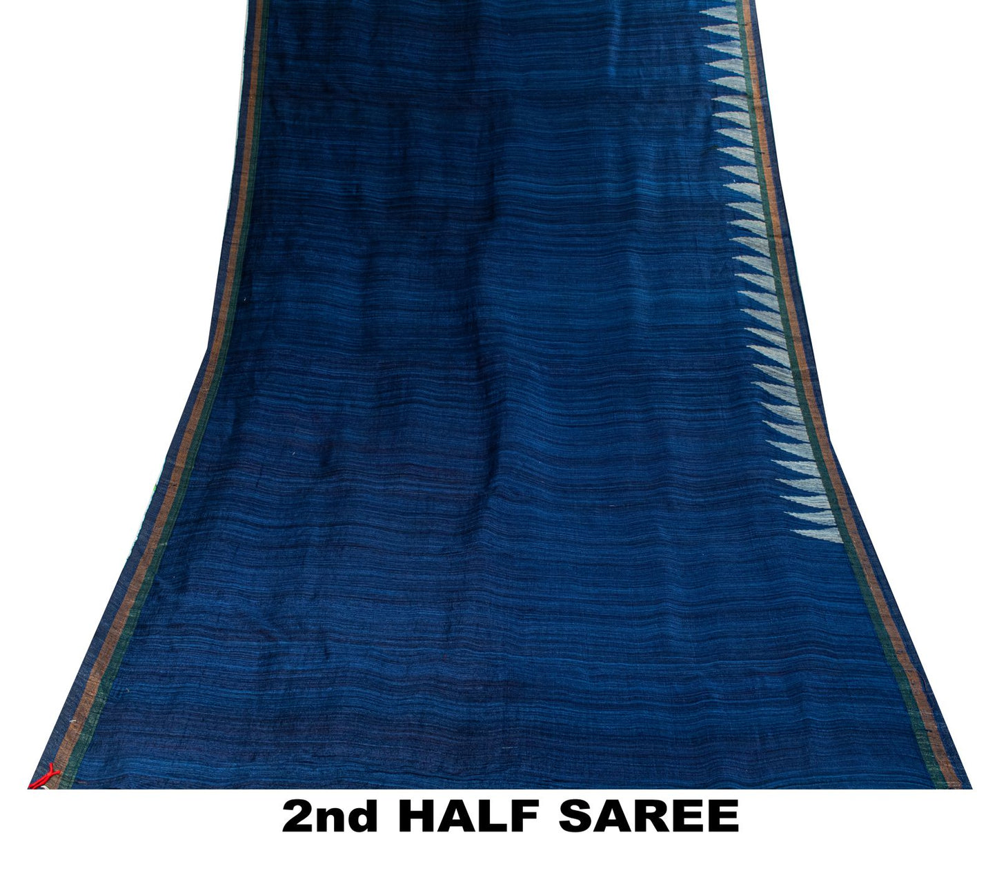 Sanskriti Vintage Saree Blue Cotton Silk Tant Hand Woven Bengali Sari 5.5 Fabric
