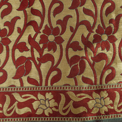 Sanskriti Vintage Saree Green-Wine Pure Silk Kalamkari Brocade Hand Woven Sari