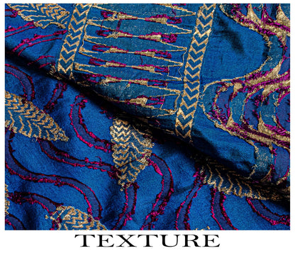 Sanskriti Vintage Saree Blue Soft Pure Silk Brocade Hand Woven Sari 5+YD Fabric