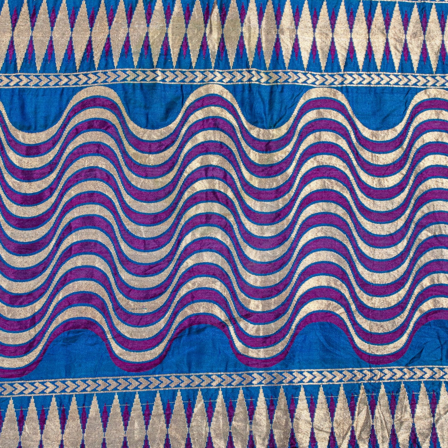 Sanskriti Vintage Saree Blue Soft Pure Silk Brocade Hand Woven Sari 5+YD Fabric