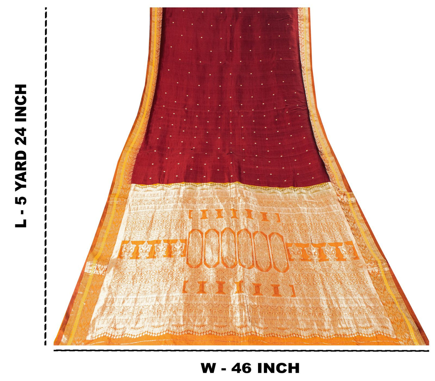 Sanskriti Vintage Saree Dark Red Soft Pure Silk Brocade Woven Sari 5+Yard Fabric