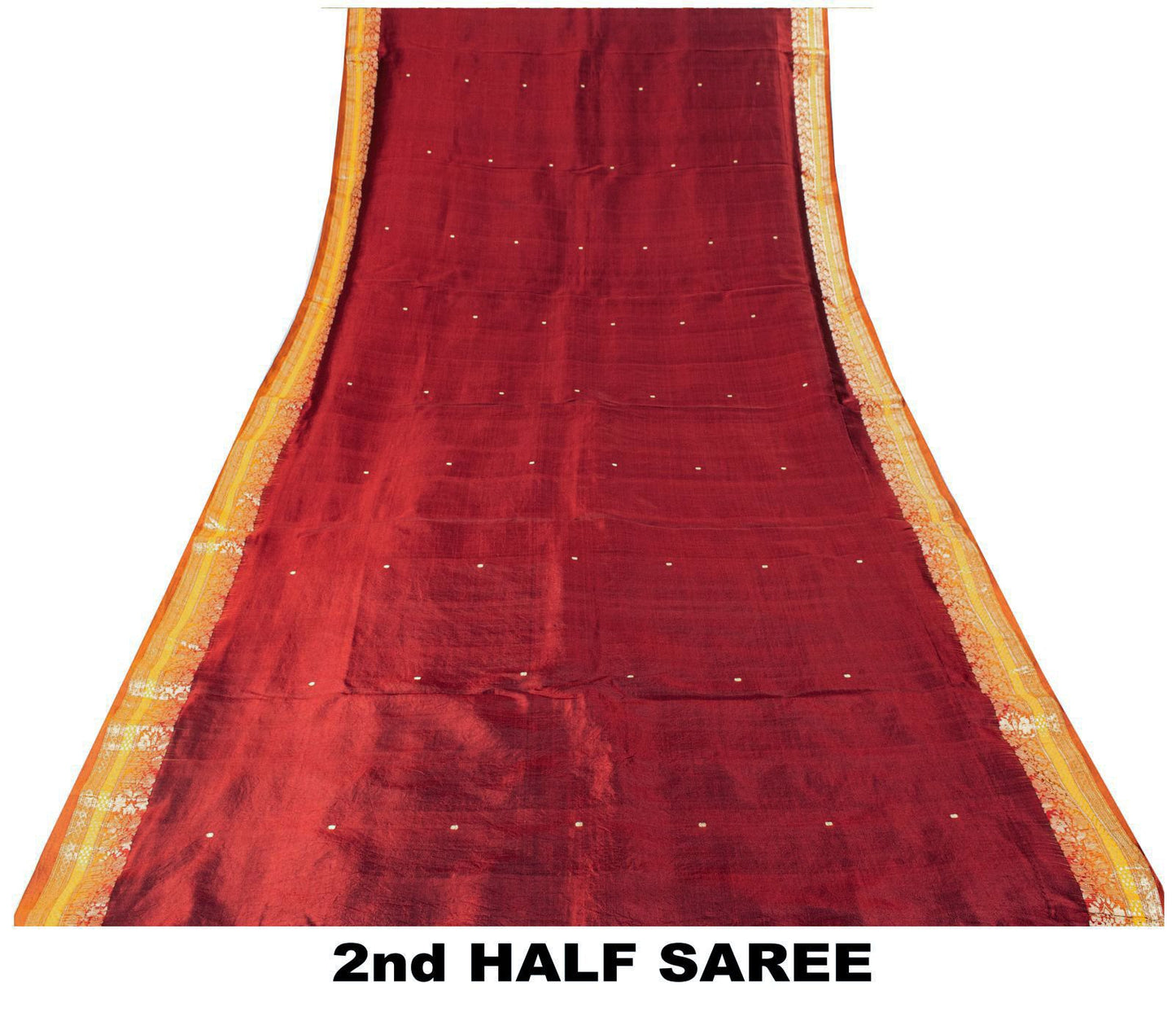 Sanskriti Vintage Saree Dark Red Soft Pure Silk Brocade Woven Sari 5+Yard Fabric