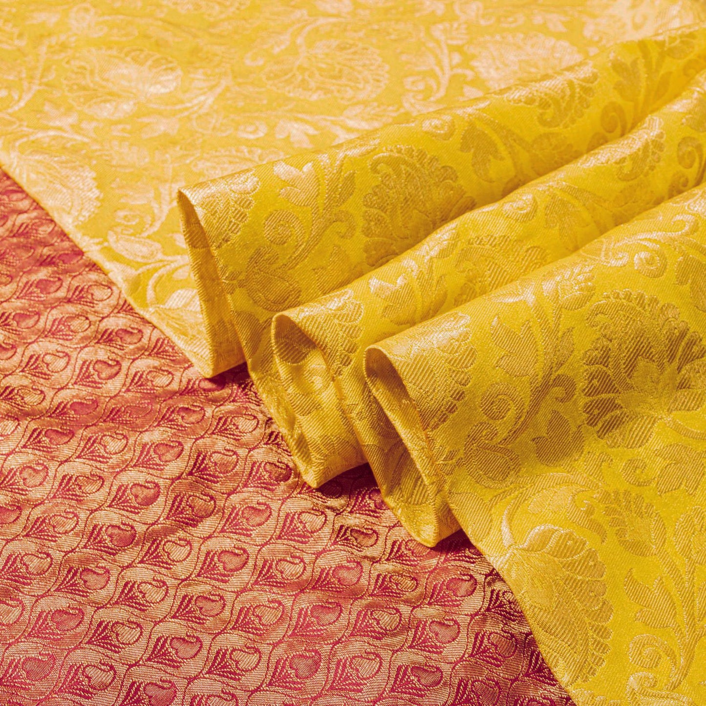 Sanskriti Vintage Saree Yellow Soft Blend Silk Brocade Woven Sari 5+Yard Fabric