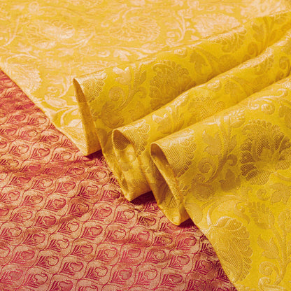 Sanskriti Vintage Saree Yellow Soft Blend Silk Brocade Woven Sari 5+Yard Fabric